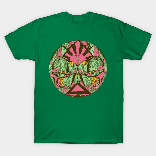 Pink Mint Sunrise Abstract Butterfly T-Shirt by kenallouis